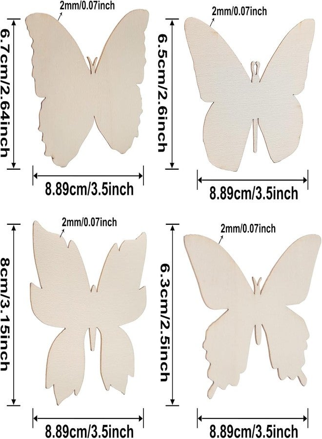 Cliths 15Pcs Butterfly Wood Cutouts DIY Craft Kit Unfinished Butterfly Wooden Ornaments Painting, Hanging Art Decoration for Kids Home Party Décor. - Image 2